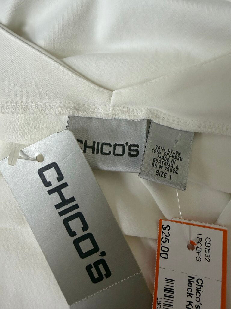 Chico's White Long Sleeve V-Neck Knit Top