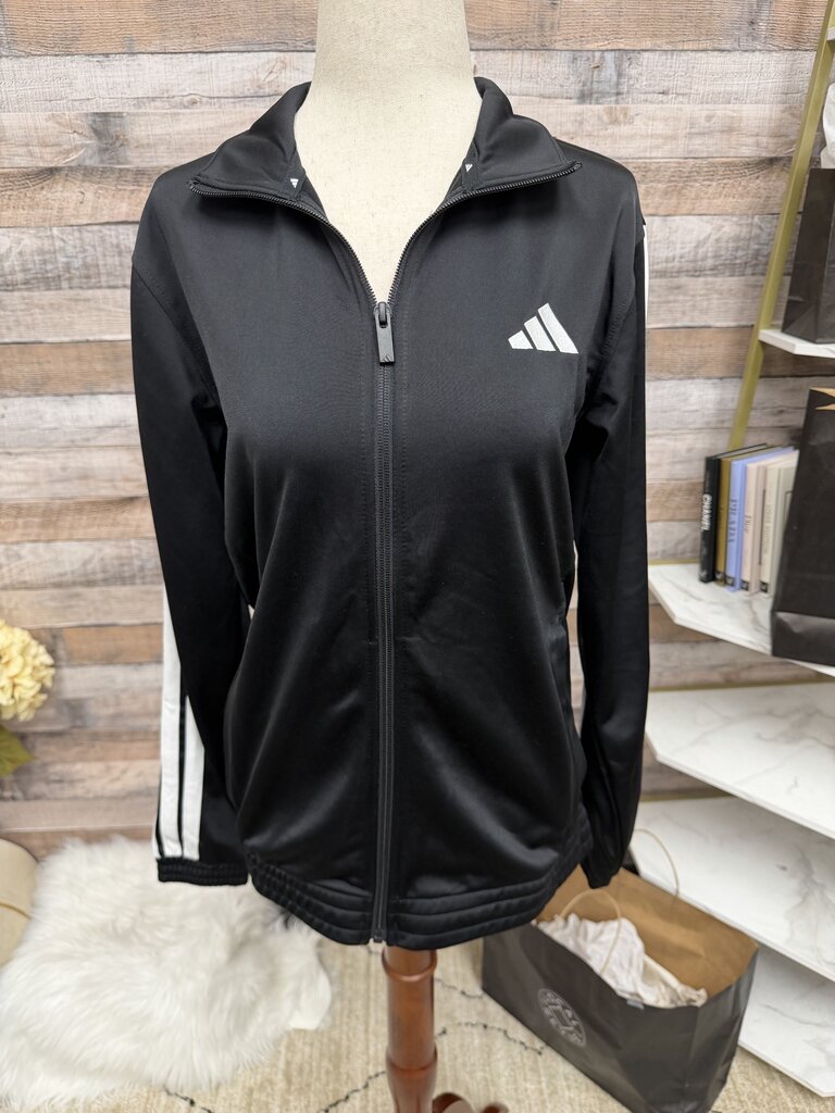 NWT Adidas Black With Three White Stripe Jacket 1