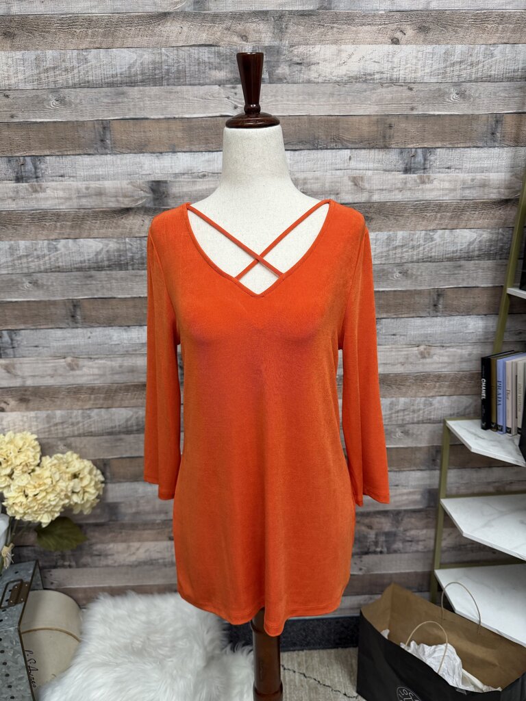 NWT Talbots Orange Knit V-Neck Top