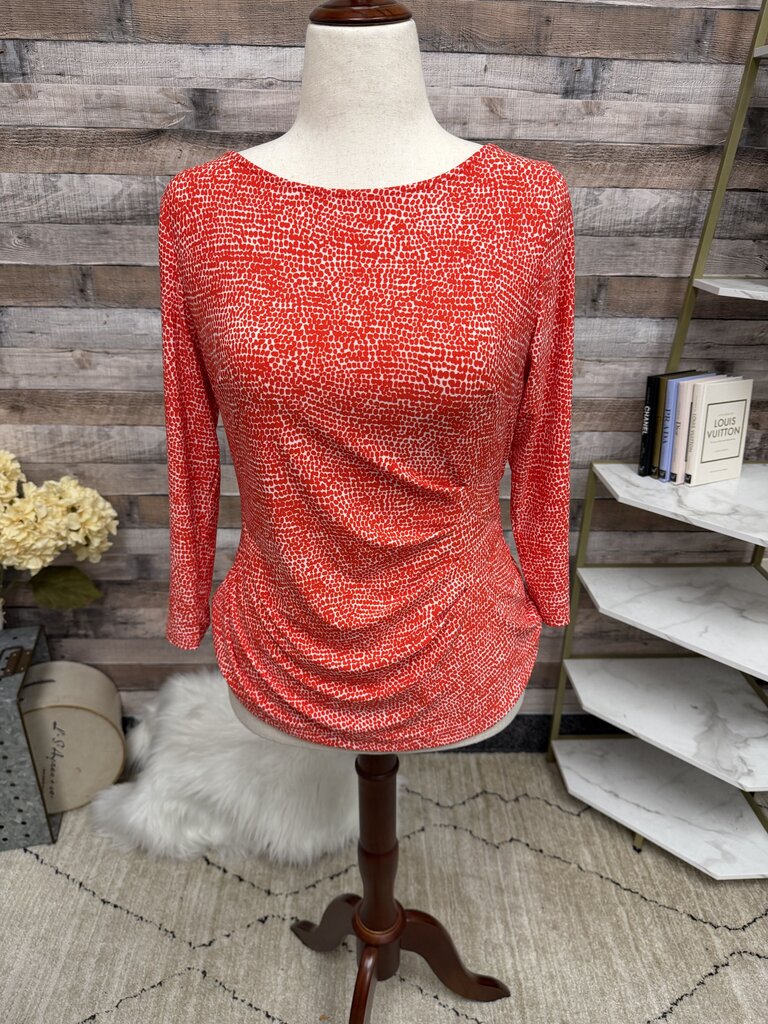 Anne Klein Red And White Animal Print Knit Top