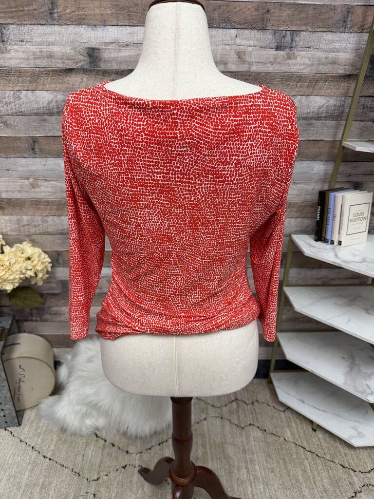 Anne Klein Red And White Animal Print Knit Top