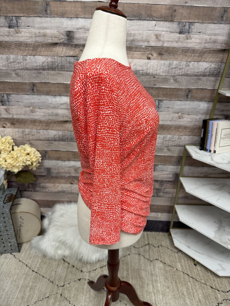 Anne Klein Red And White Animal Print Knit Top