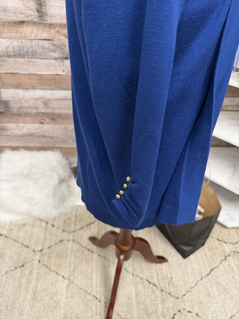 NWT JM Collection Blue/Gold Button Cardigan