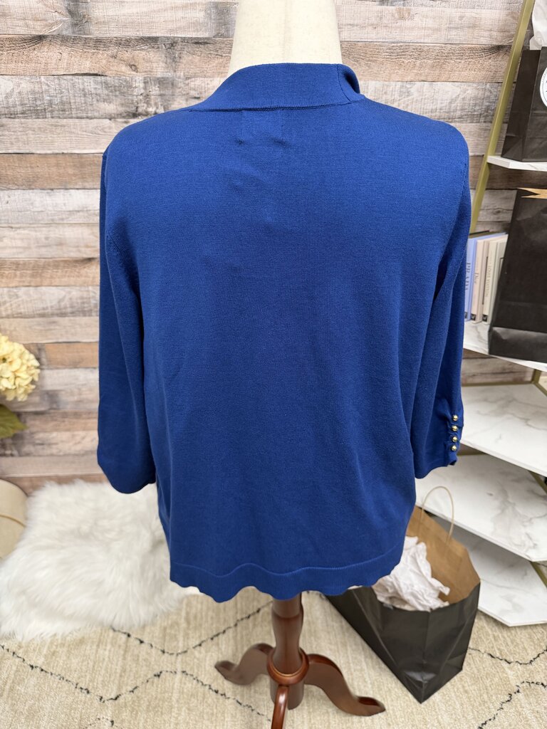 NWT JM Collection Blue/Gold Button Cardigan