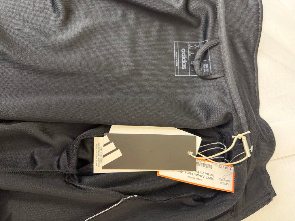 NWT Adidas Black With Three White Stripe Jacket 2