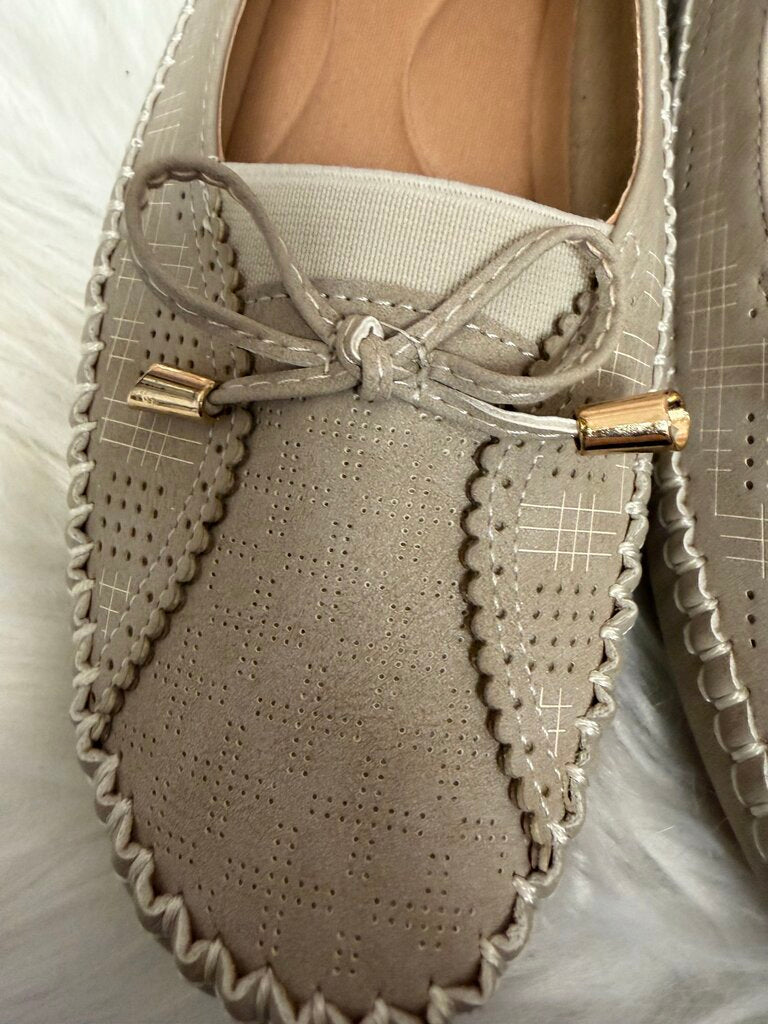Tan Casual Slip On Flat Bow Detail Loafers