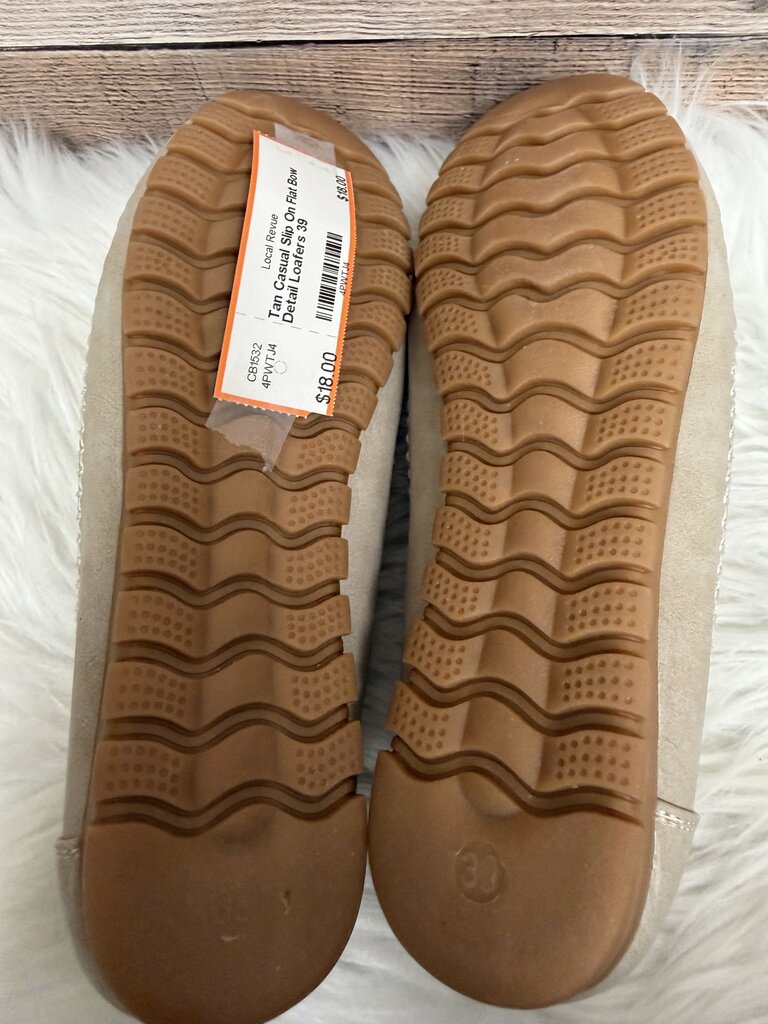 Tan Casual Slip On Flat Bow Detail Loafers