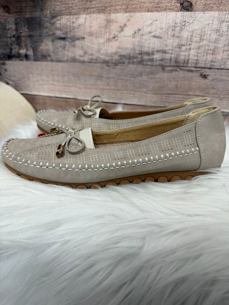 Tan Casual Slip On Flat Bow Detail Loafers