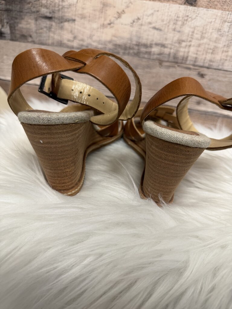 Gianni Bini Brown Leather Woven Flat Sandals