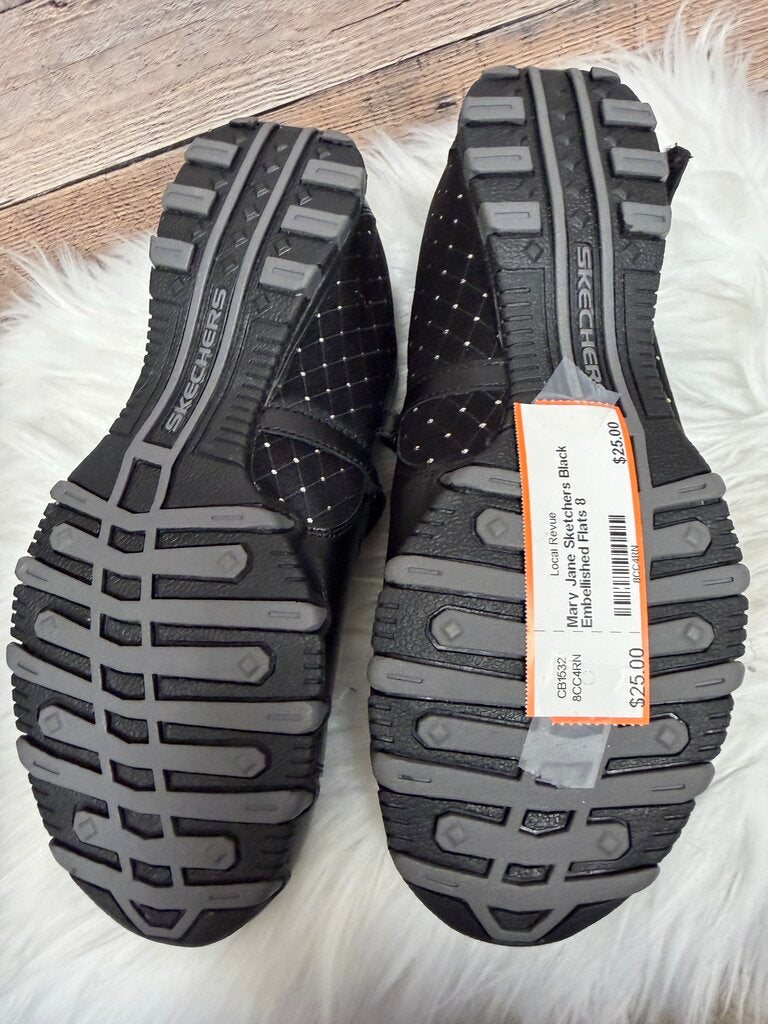 Mary Jane Sketchers Black Embellished Flats