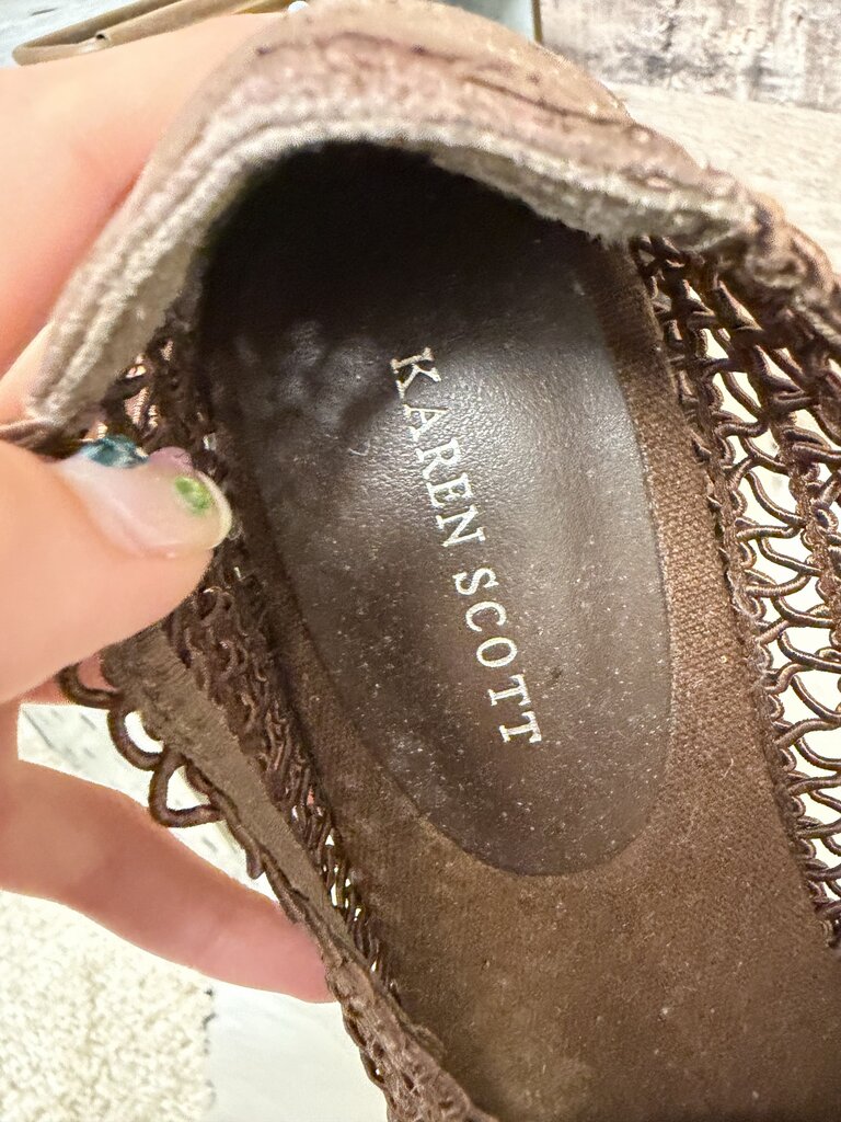 Karen Scott Brown Woven Textile Ballet Flats