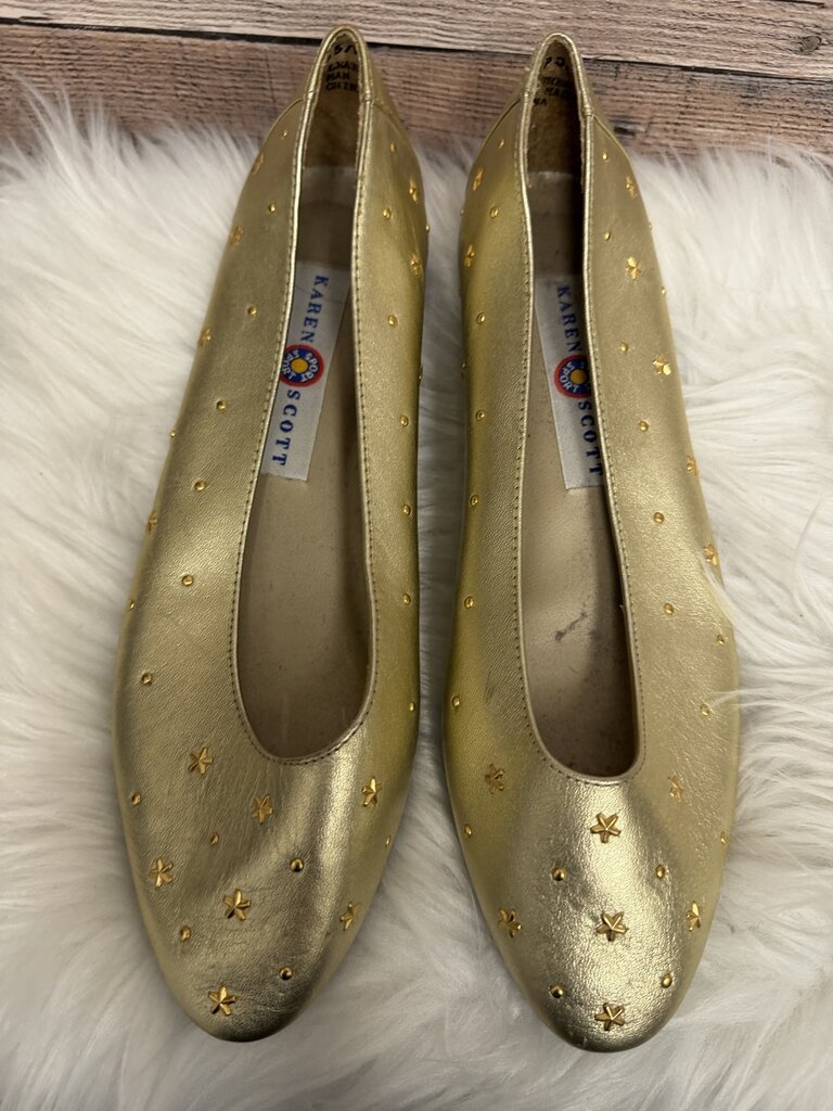 Karen Scott Gold Metallic Embellished Flats