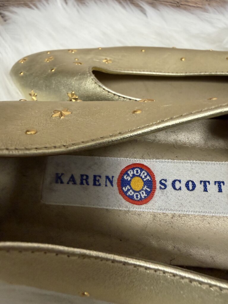 Karen Scott Gold Metallic Embellished Flats