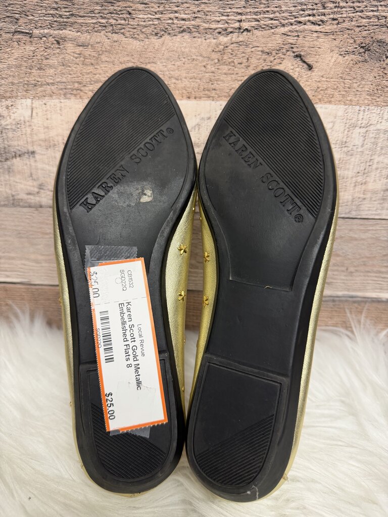 Karen Scott Gold Metallic Embellished Flats
