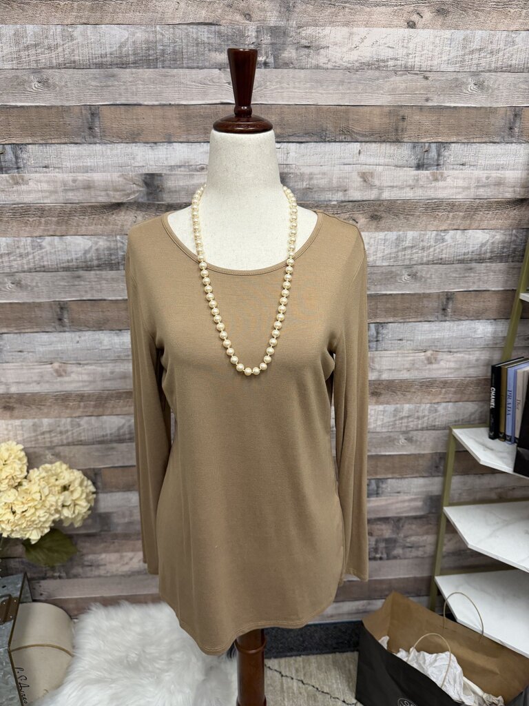 NWT Chicos Brown Scoop Neck Long Sleeve