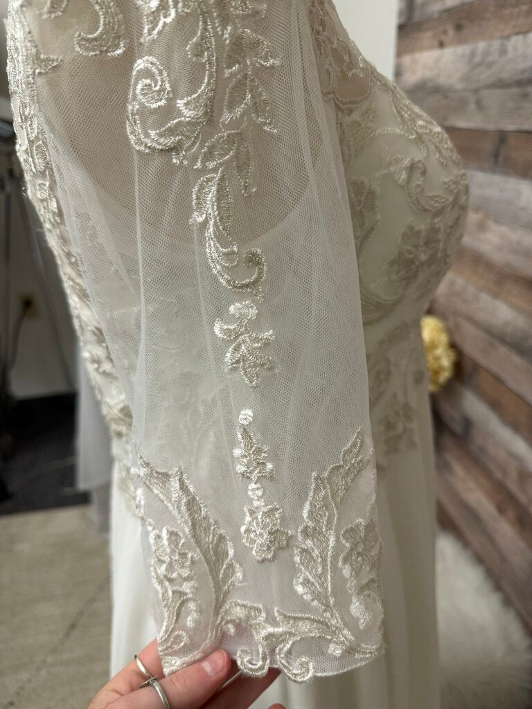 Stacees White Chiffon and Lace Wedding/ Special Occasion Dress