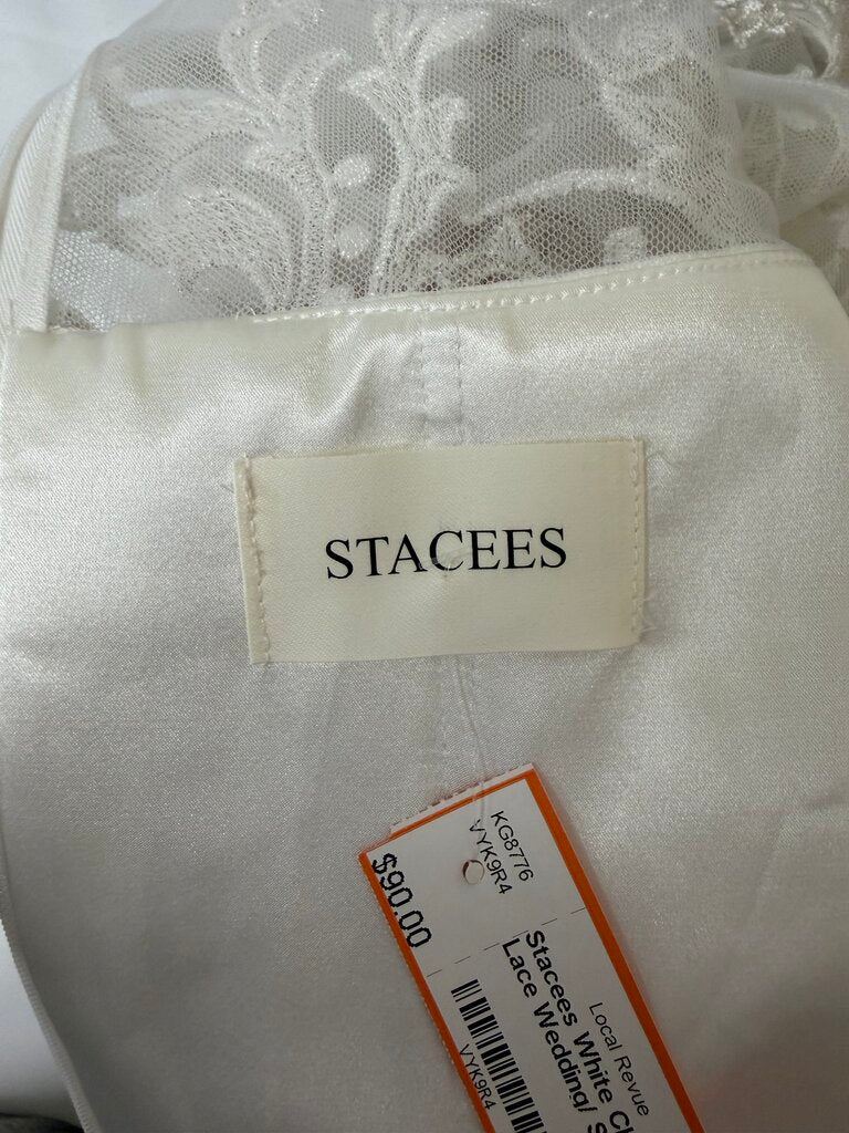 Stacees White Chiffon and Lace Wedding/ Special Occasion Dress