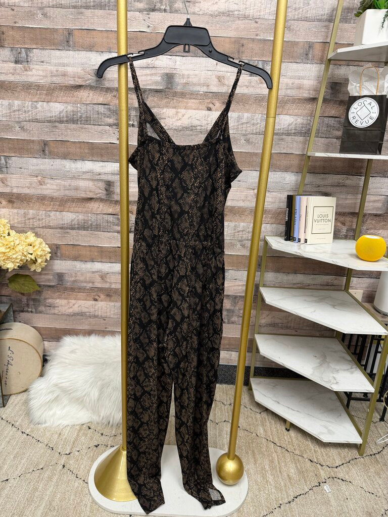 Allison Joy Black/Brown Snake Print Romper