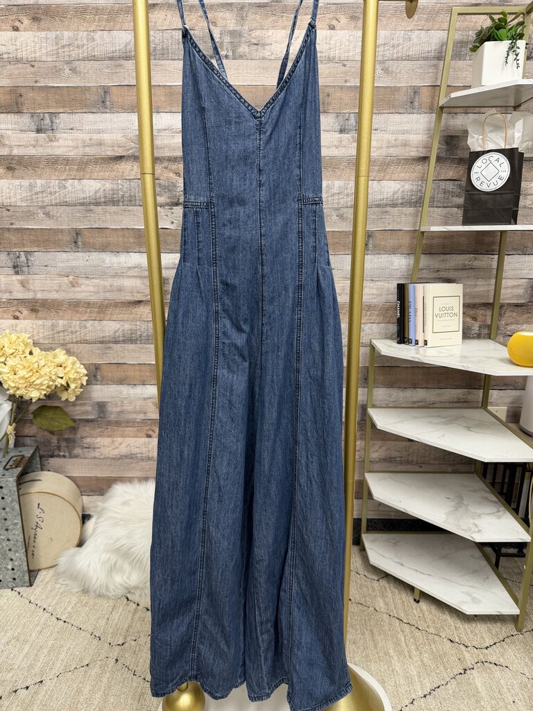Miou Muse Blue Denim Wide Leg Jumpsuit