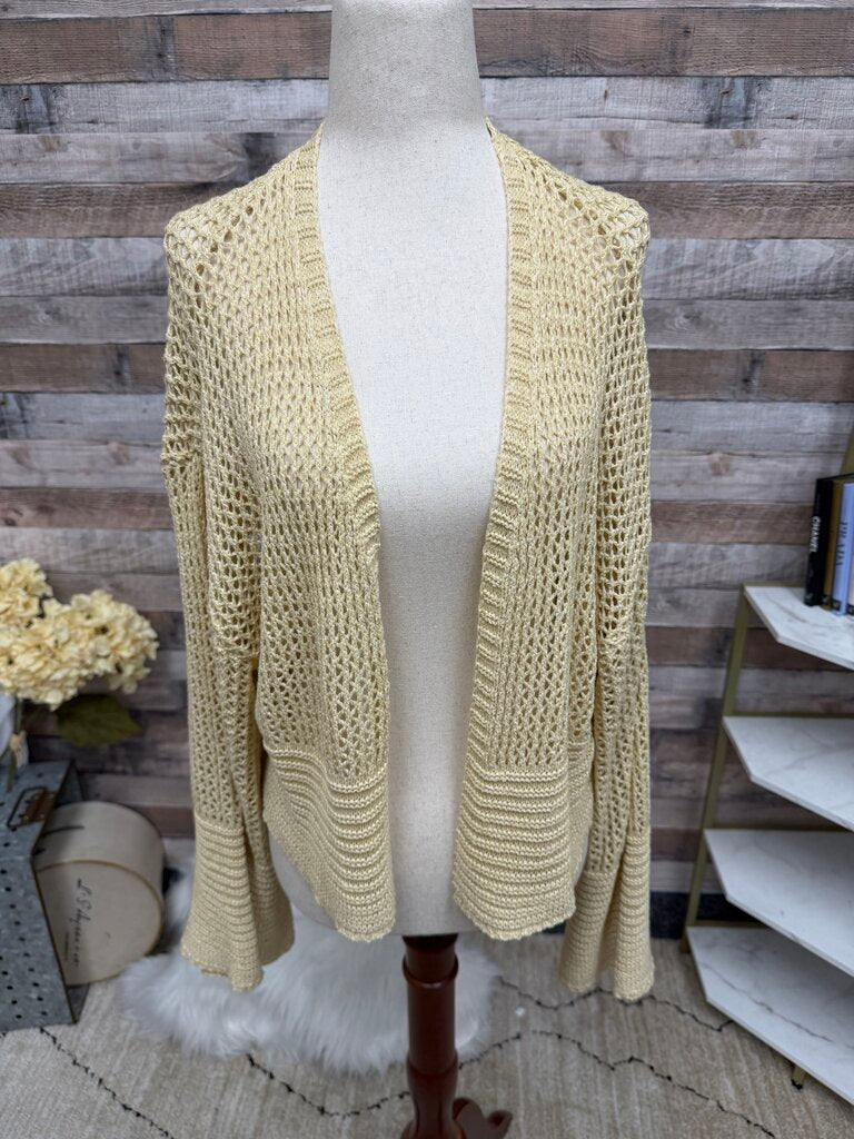 Anthropologie Tan Open Knit Cardigan