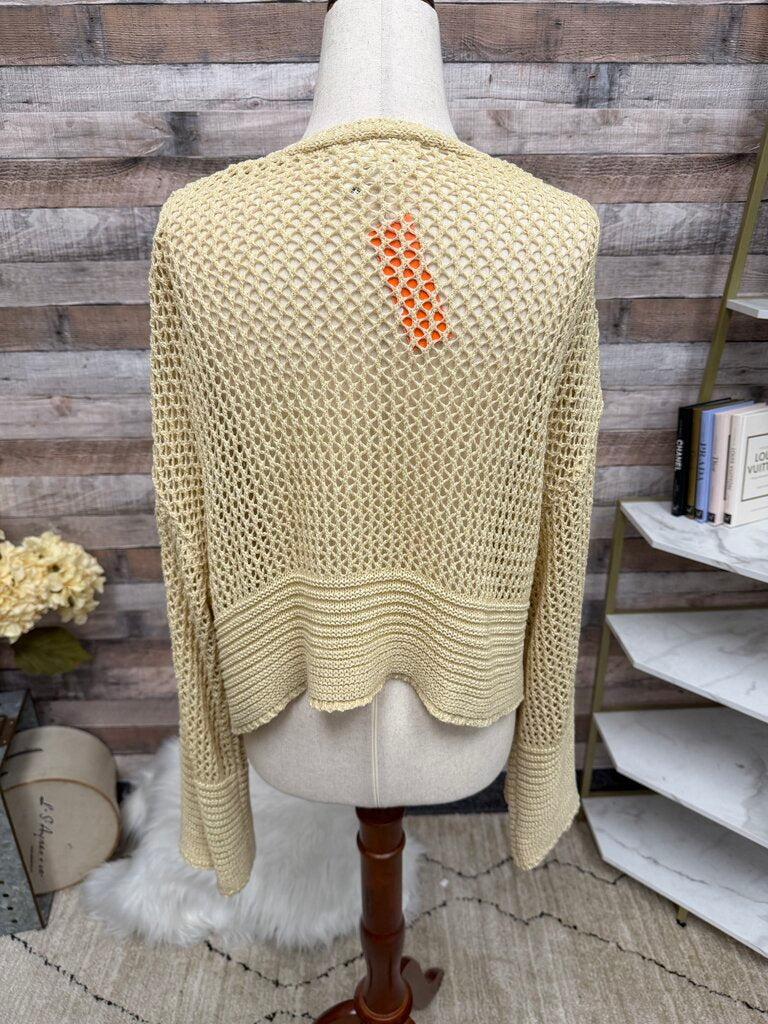 Anthropologie Tan Open Knit Cardigan