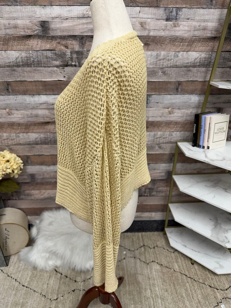 Anthropologie Tan Open Knit Cardigan