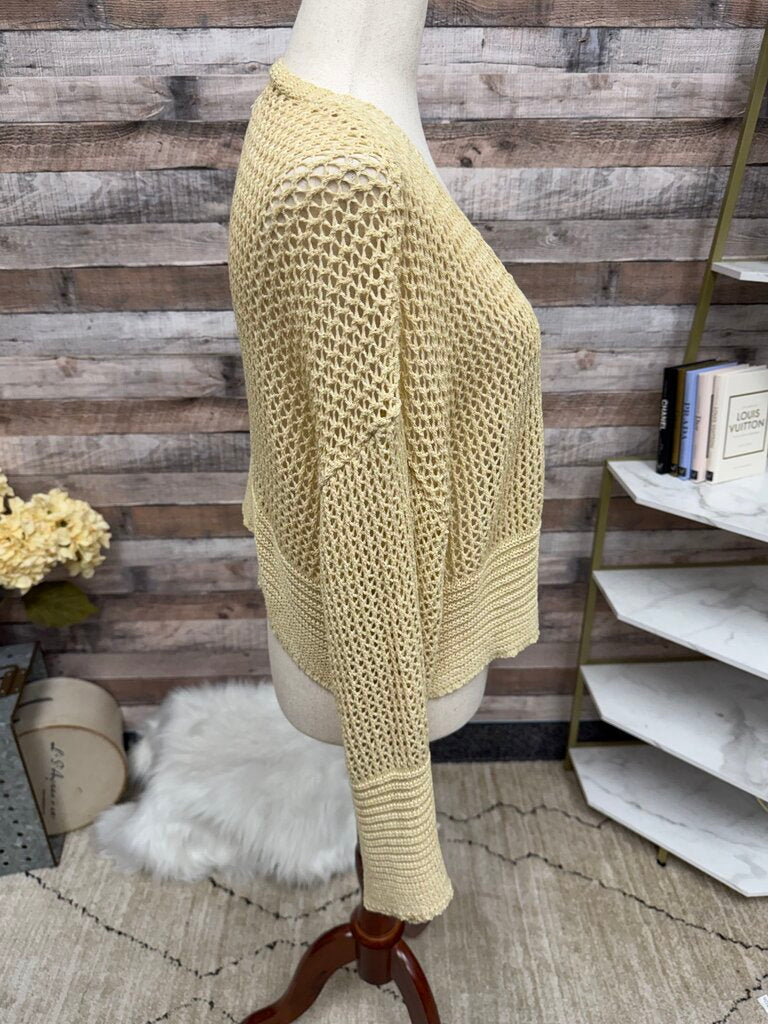 Anthropologie Tan Open Knit Cardigan