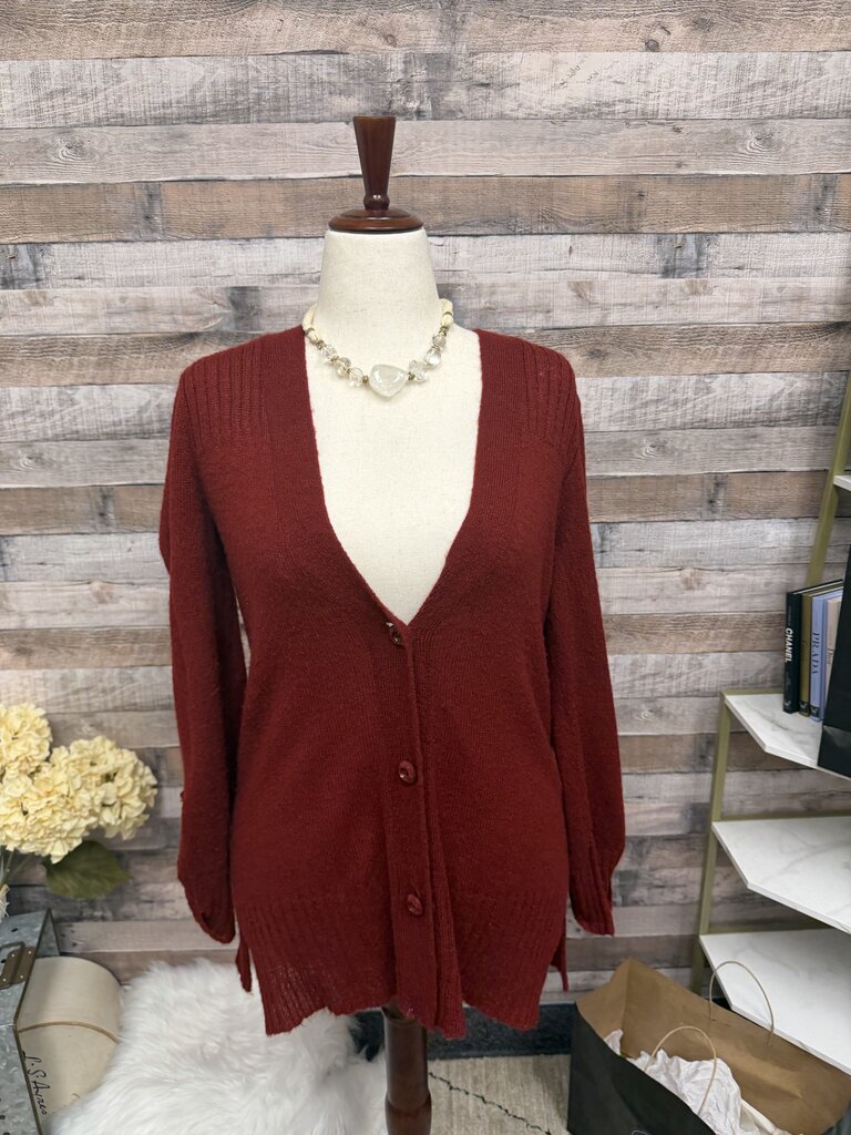 ColdWater Creek Burgundy Knit Cardigan