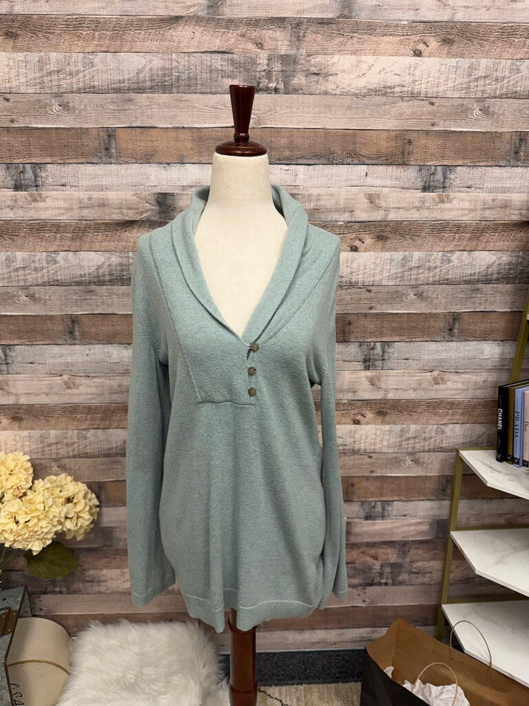 Eddie Bauer Green Long Sleeve V-Neck Sweater
