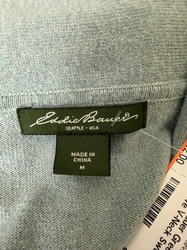 Eddie Bauer Green Long Sleeve V-Neck Sweater
