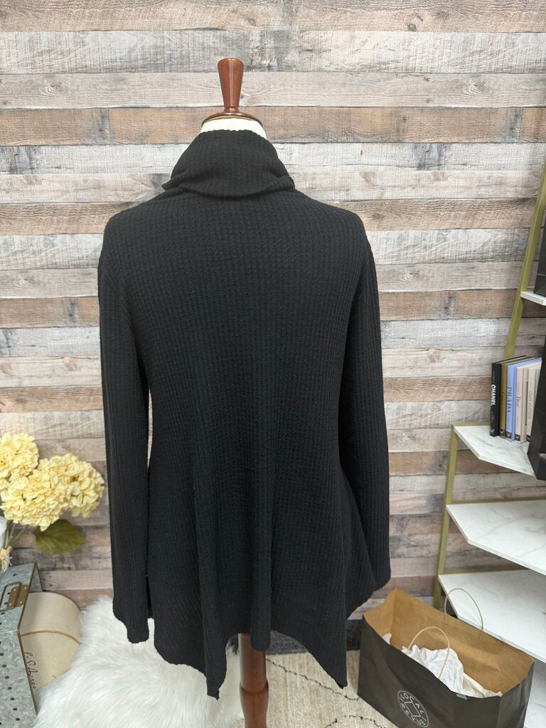 Sonoma Black Cowl Neck Waffle Knit Sweater