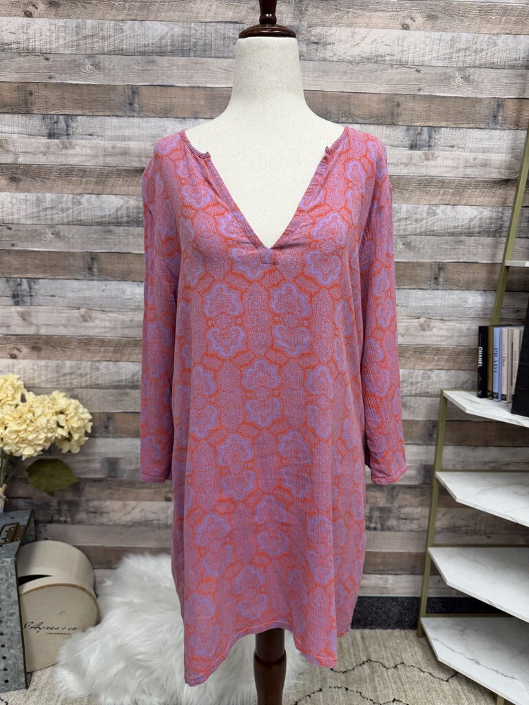 J.Crew Purple/Red Geometric Print V-Neck Top
