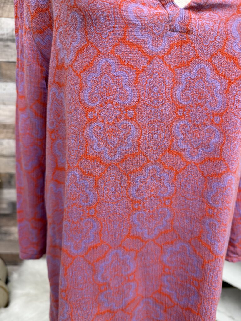 J.Crew Purple/Red Geometric Print V-Neck Top