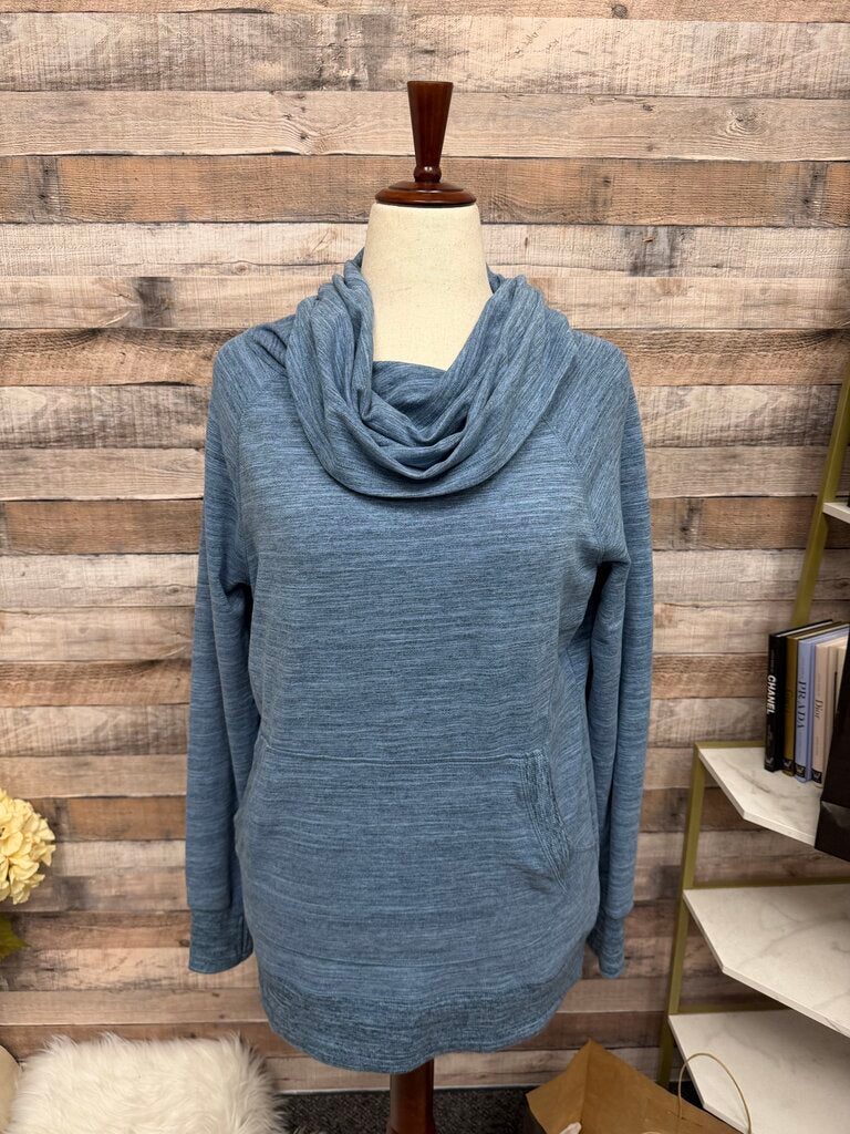 L.L. Bean Blue Fleece Cowl Neck Sweatshirt