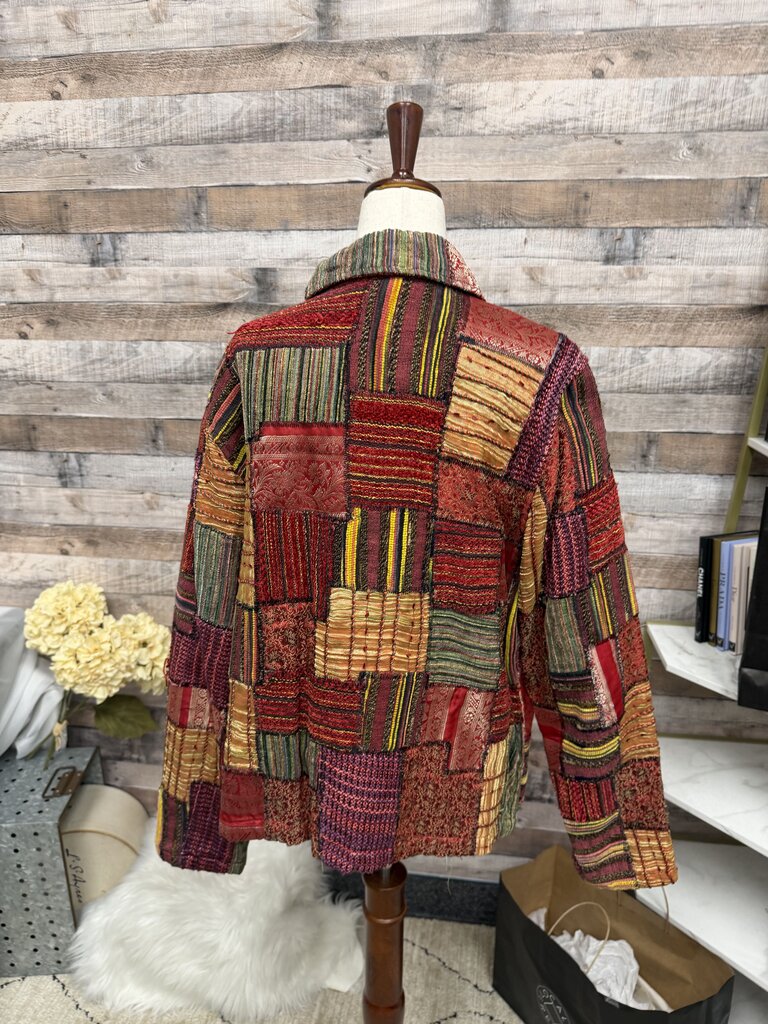 Cold Water Creek Red Patchwork Jacket