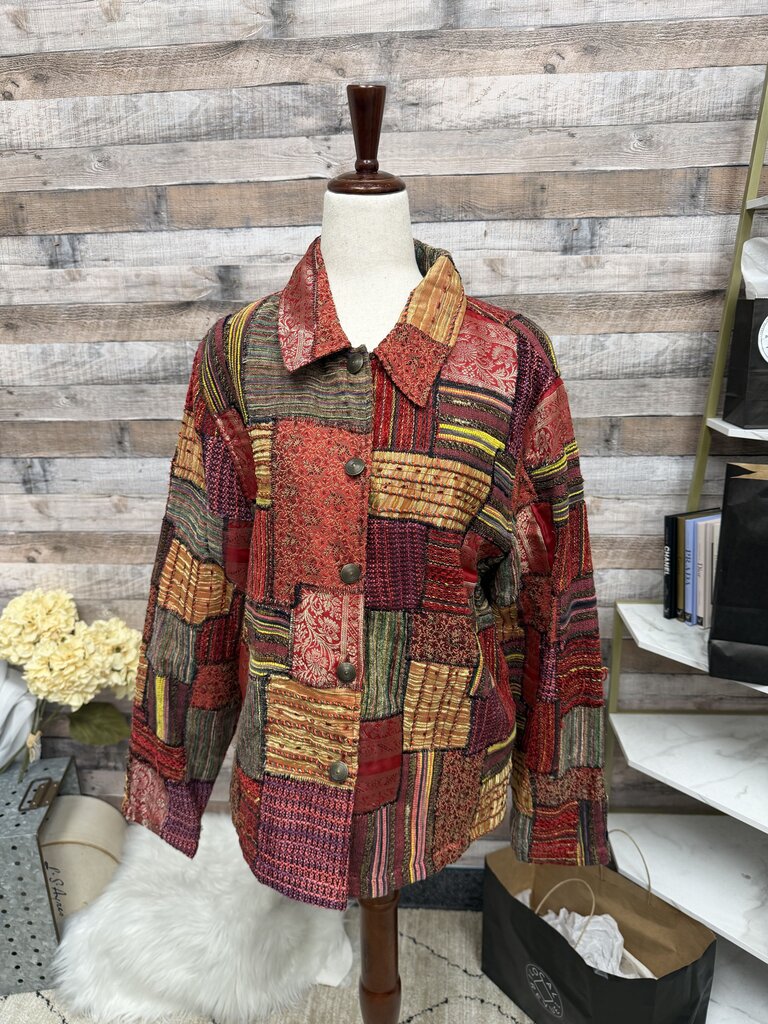 Cold Water Creek Red Patchwork Jacket
