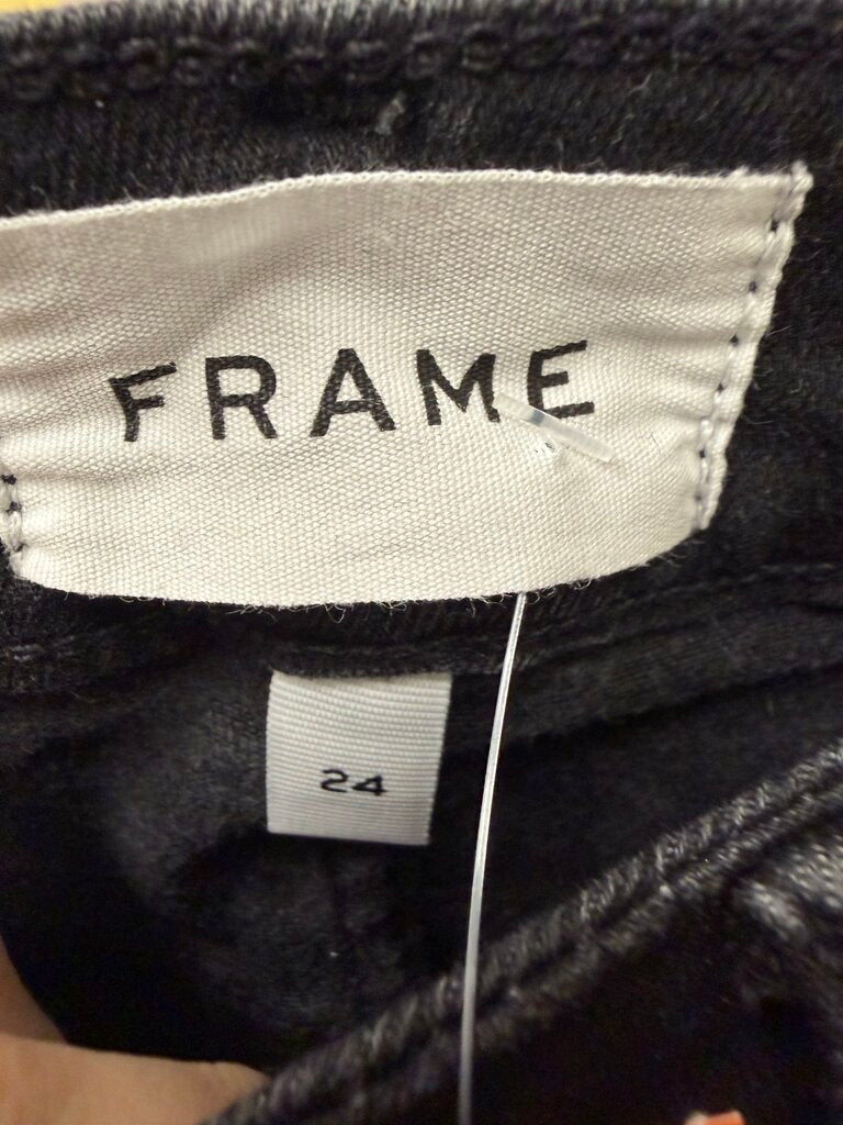 Fame Black Straight Leg Raw Hem Jeans
