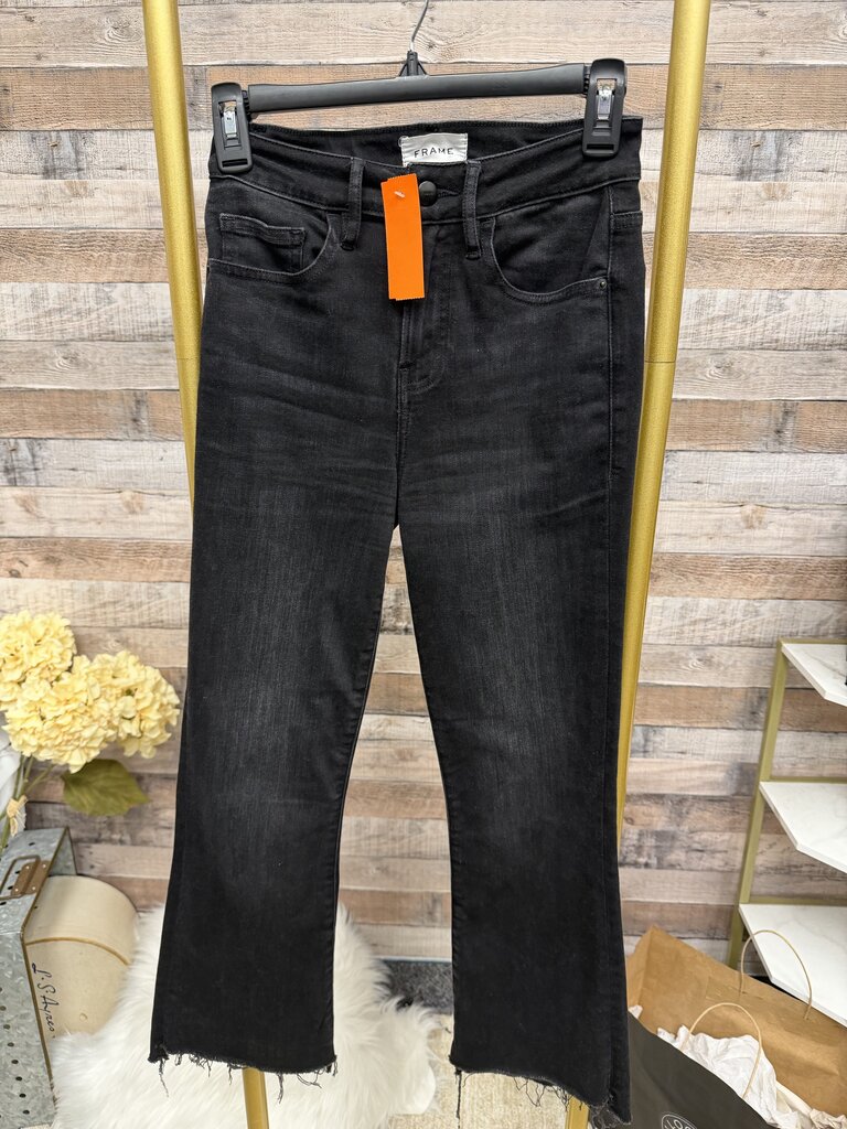 Fame Black Straight Leg Raw Hem Jeans