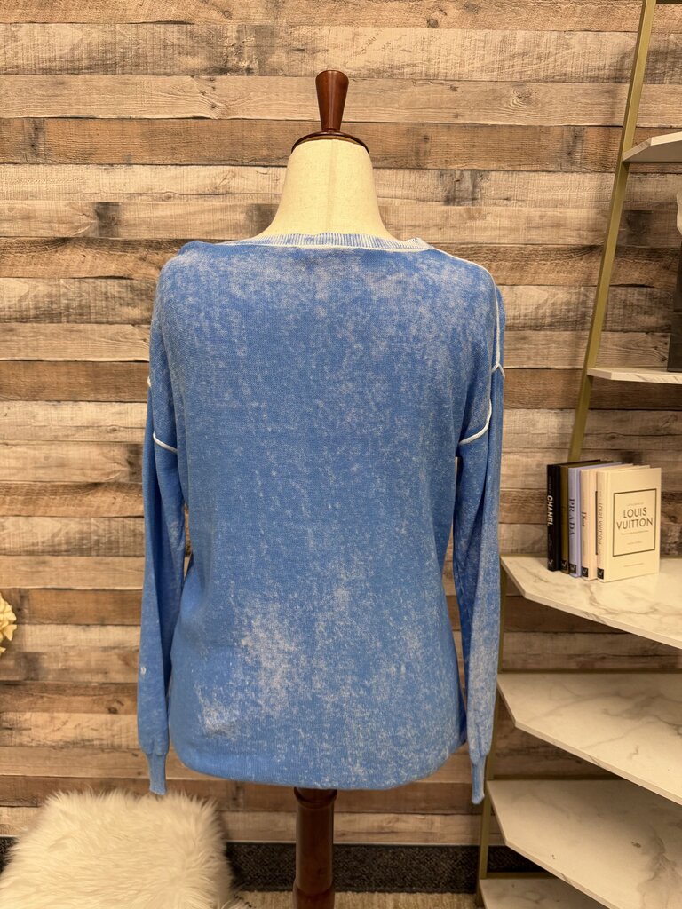 Tribal Jeans Blue V-Neck Pullover Sweater