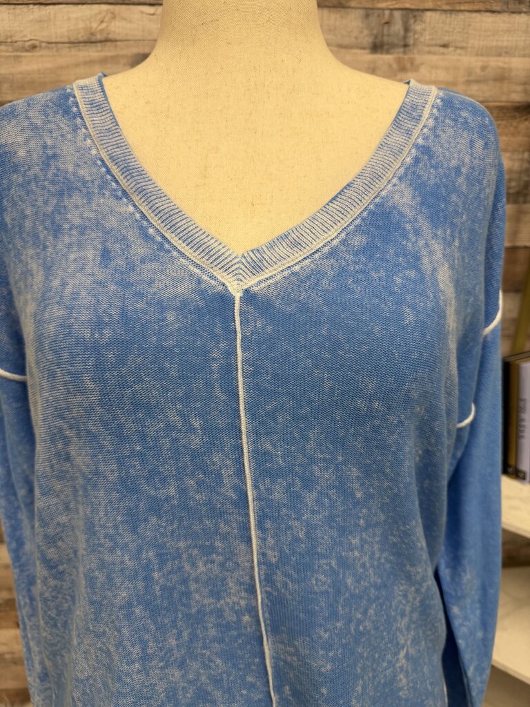 Tribal Jeans Blue V-Neck Pullover Sweater