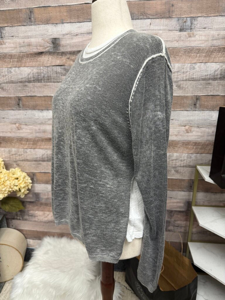 Olivaceous Grey Knit Long Sleeve Sweater