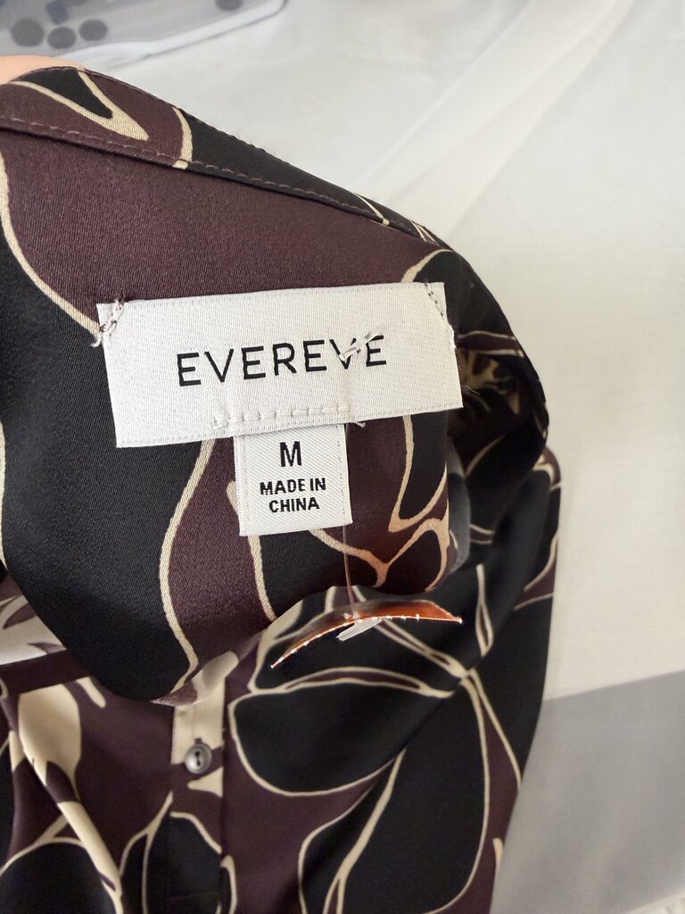 Evereve Black/Tan Floral Print Blouse