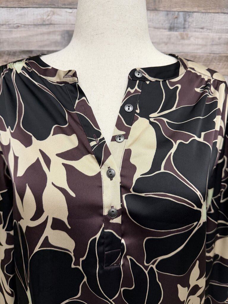 Evereve Black/Tan Floral Print Blouse