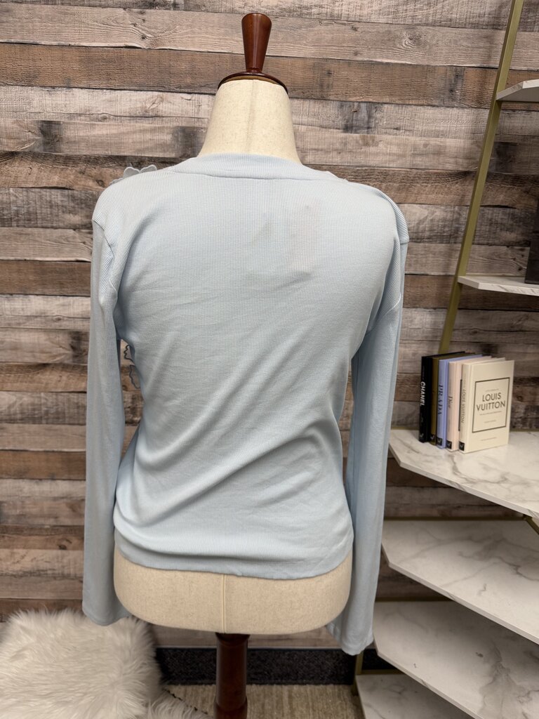 NWT Anthropologie Blue 3-D Floral Crewneck