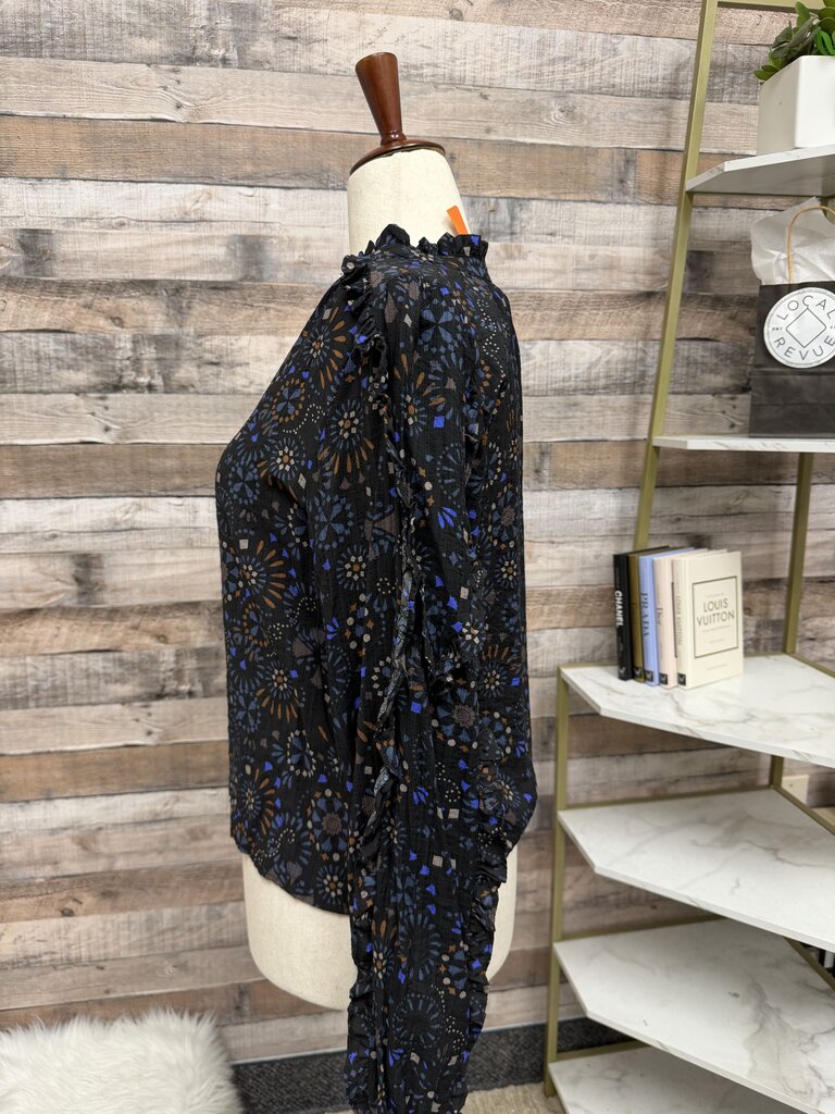 Evereve Multi Color Floral Ruffle Detail Blouse