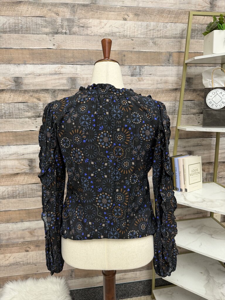 Evereve Multi Color Floral Ruffle Detail Blouse