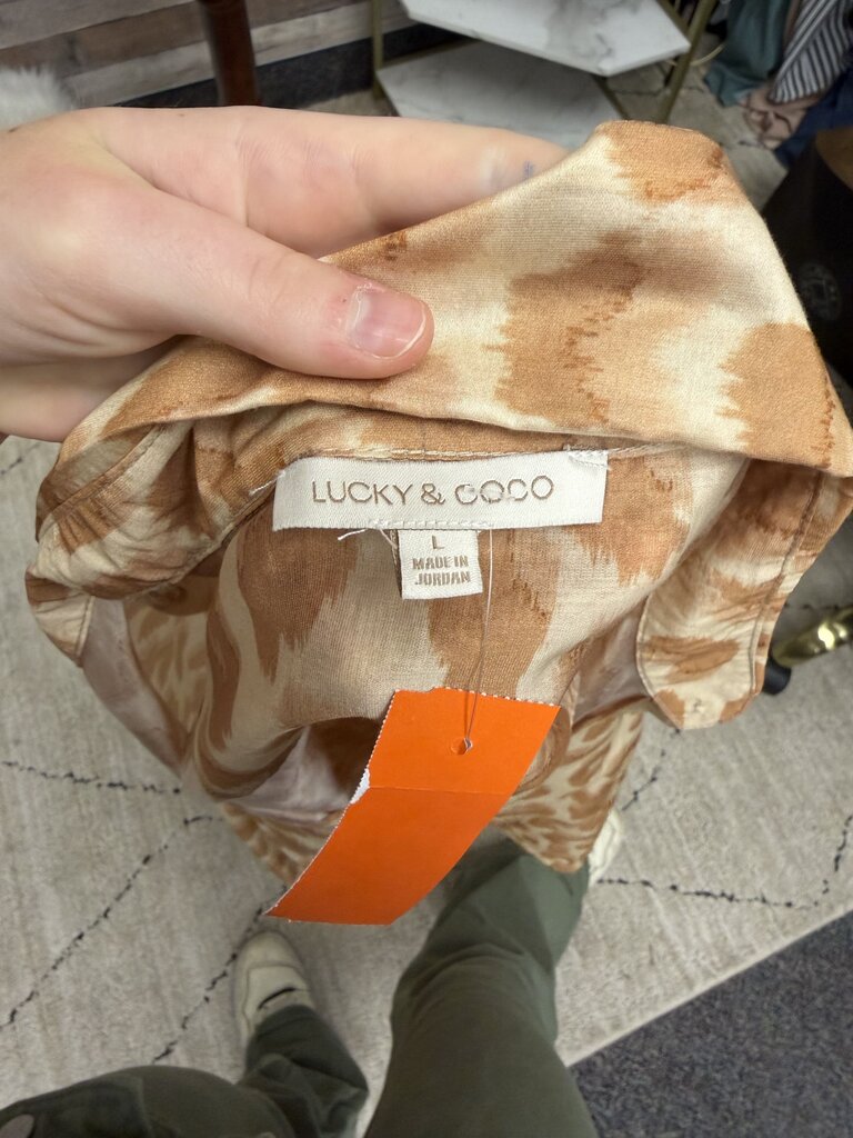 Lucky & Coco Leopard Print Button Down Shirt
