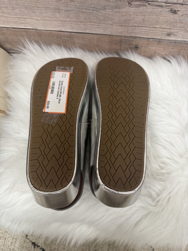 Gentle Souls Metallic Silver And Brown Sandals