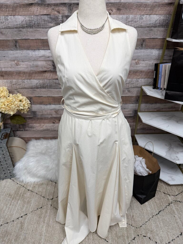 Commense Cream Sleeveless Cowl Neck Dress