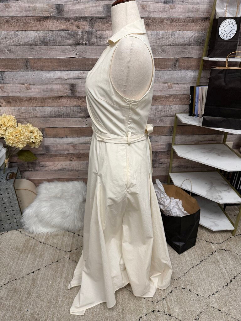 Commense Cream Sleeveless Cowl Neck Dress